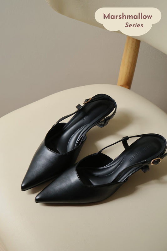 Zyra Pointy Slingback Heels (Black)