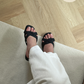 Larina Interlock Comfy Sandals (Black)