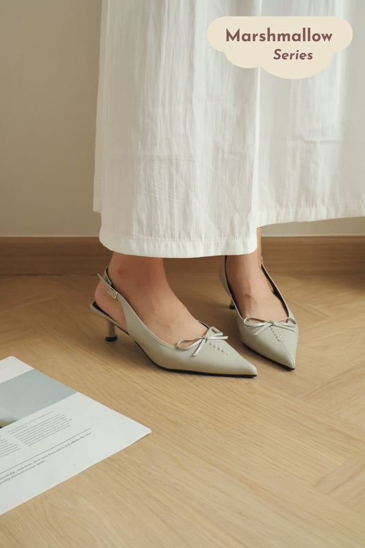 Elyn Stitchy Bow Heels (Grey)