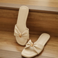 Vera Ribbon Slide Sandals (Cream White)