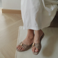 Vera Ribbon Slide Sandals (Taupe)