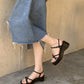 Breanne Casual Strappy Wedges (Black)