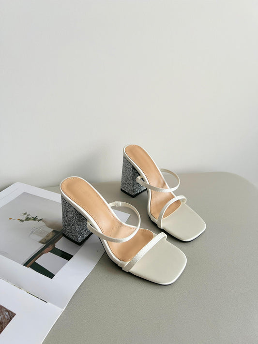 Alexa Glitter Elegant High Heels (White)