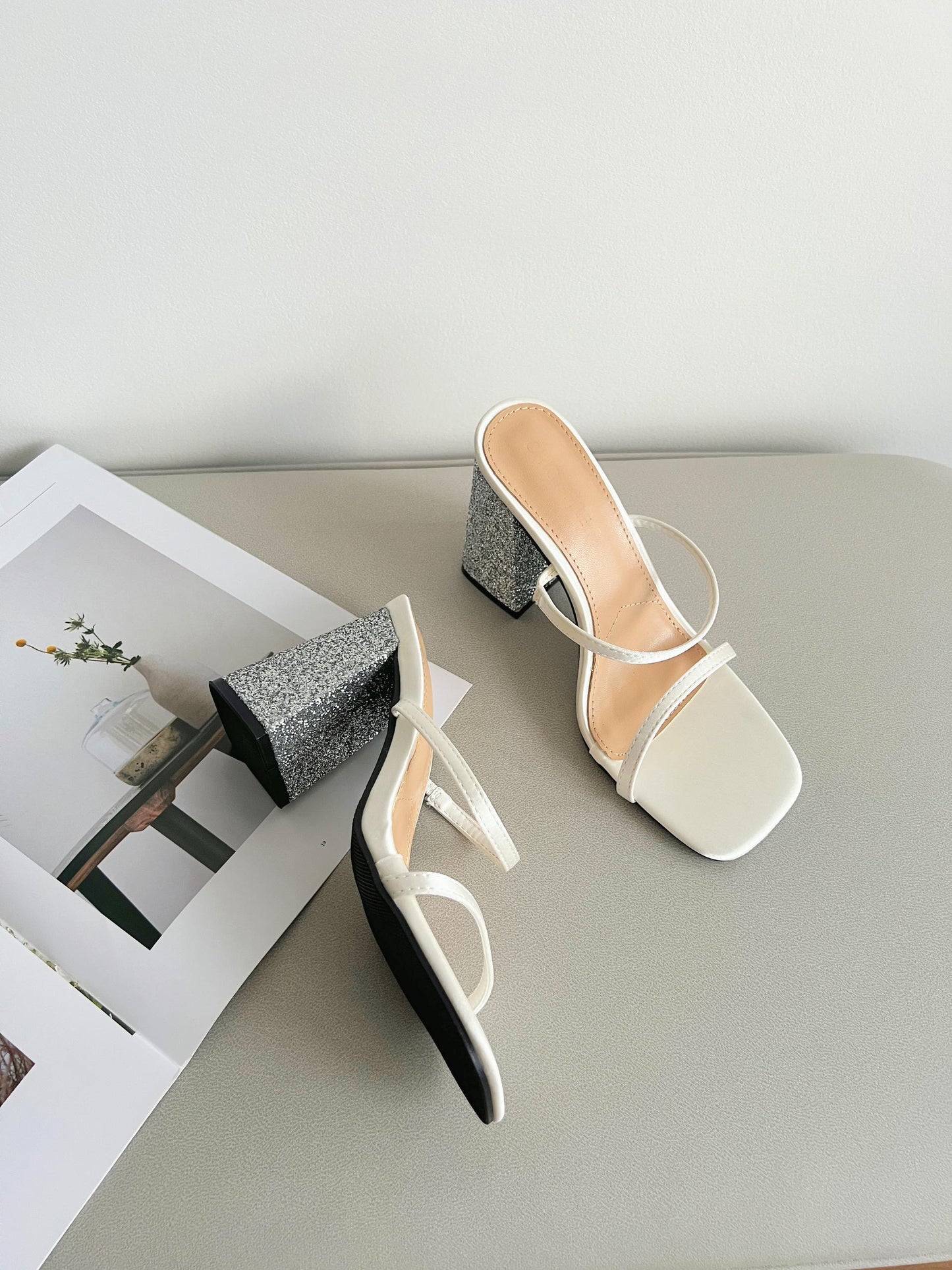 Alexa Glitter Elegant High Heels (White)