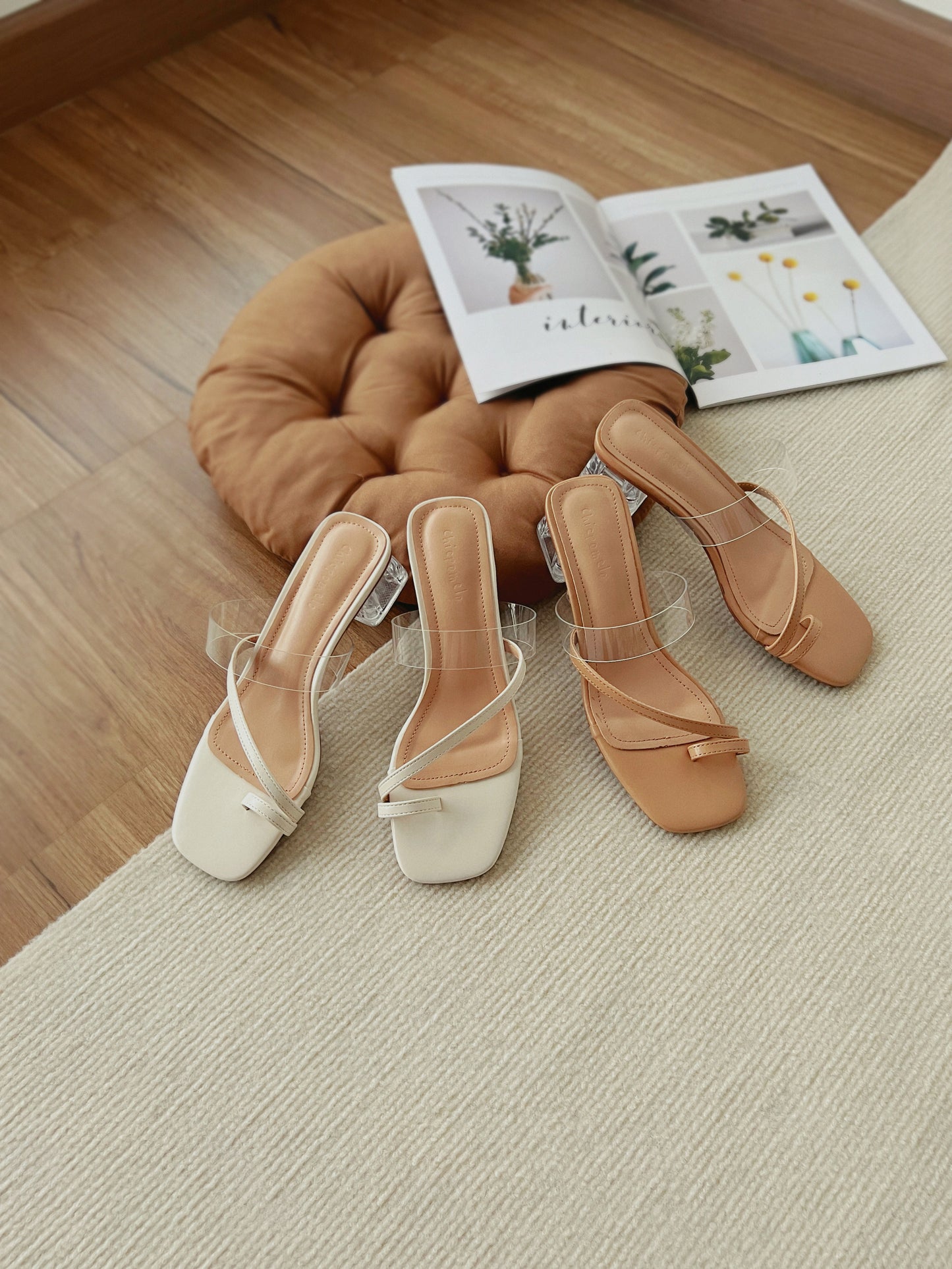 Crystal Pomelo Strappy Heels (White)
