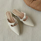 Sheila Knotted Pointed Mules (Cream)