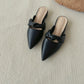 Sheila Knotted Pointed Mules (Black)