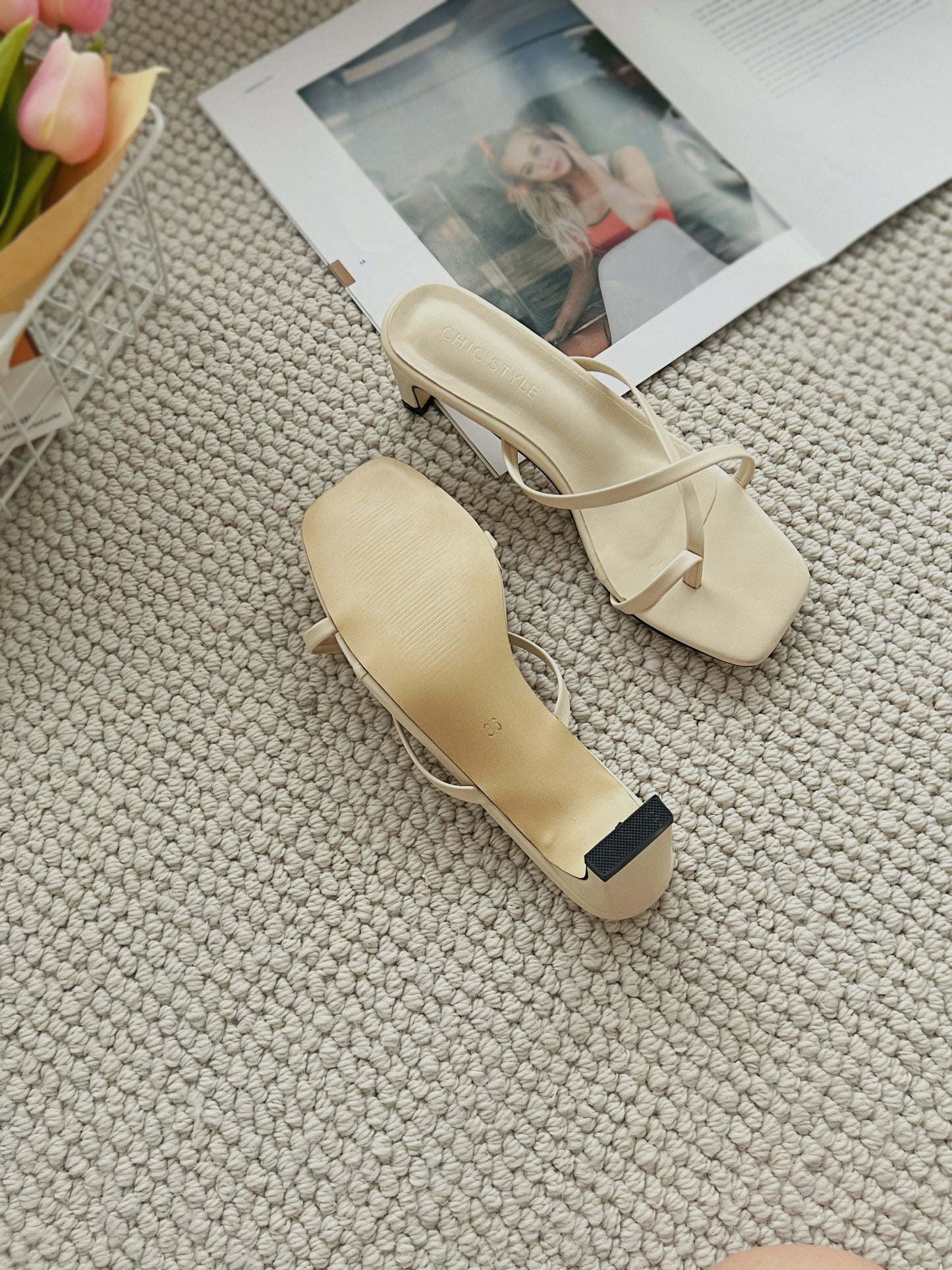 Shirley Strappy Heels (Cream White)