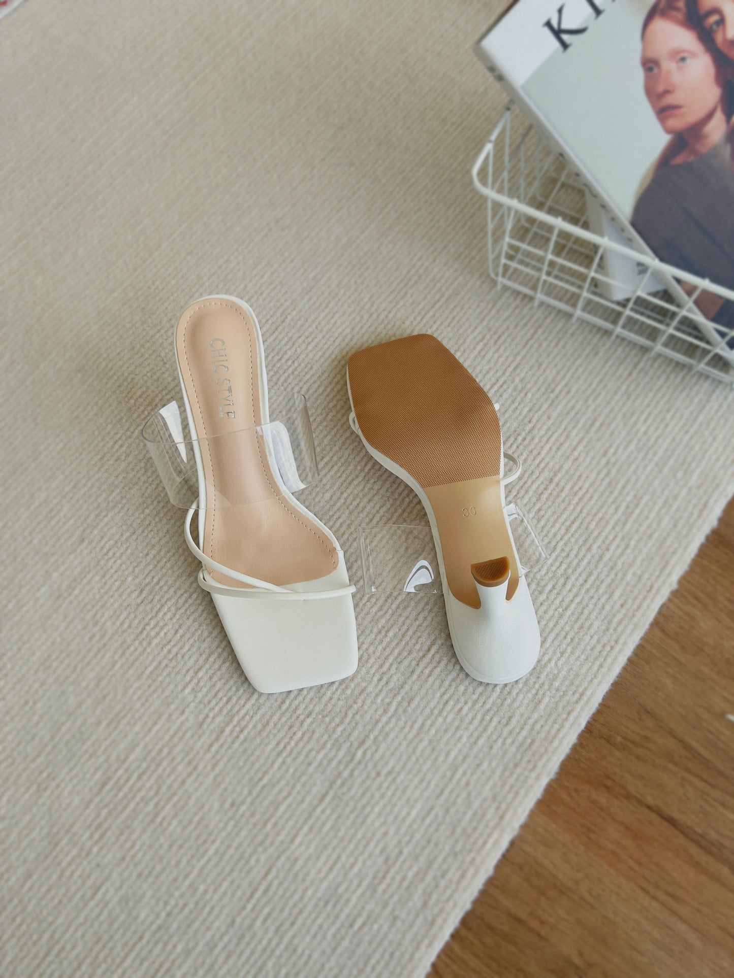 Carmen Clear Strap Heels (White)